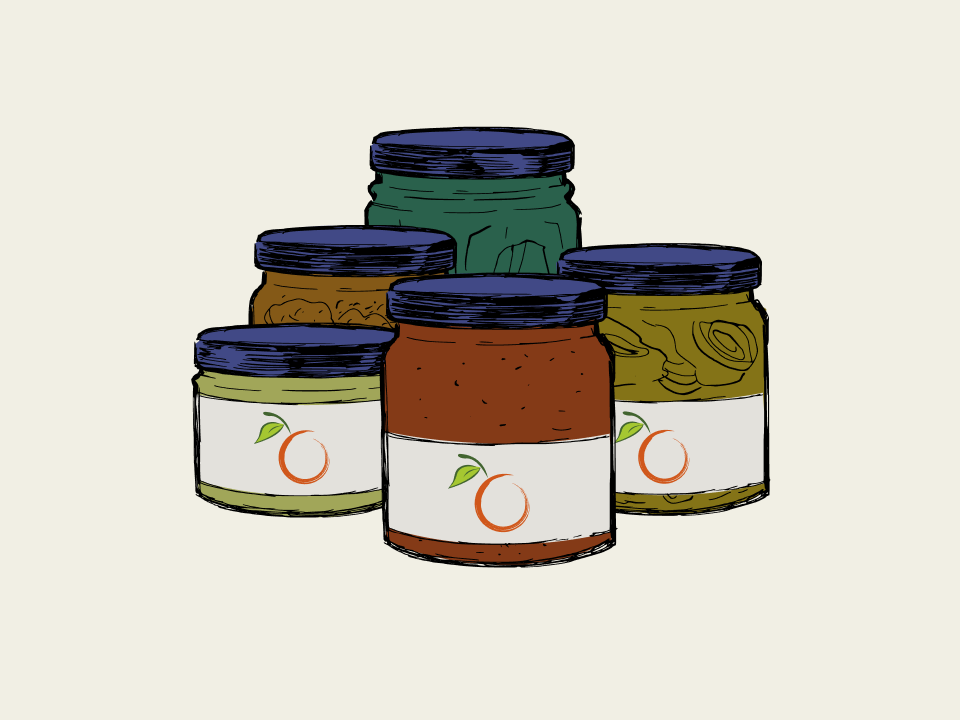 Illustrazione di conserve biologiche