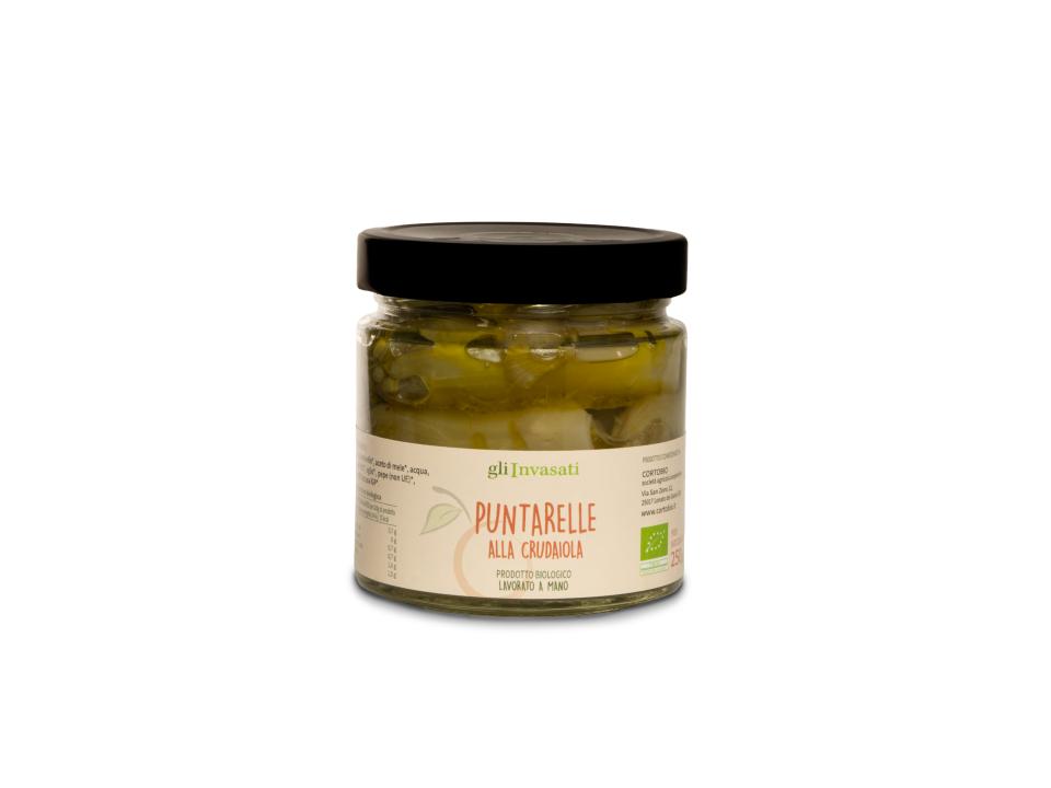 Vasetto in vetro di puntarelle alla crudaiola biologiche (190g) prodotte nel nostro laboratorio
