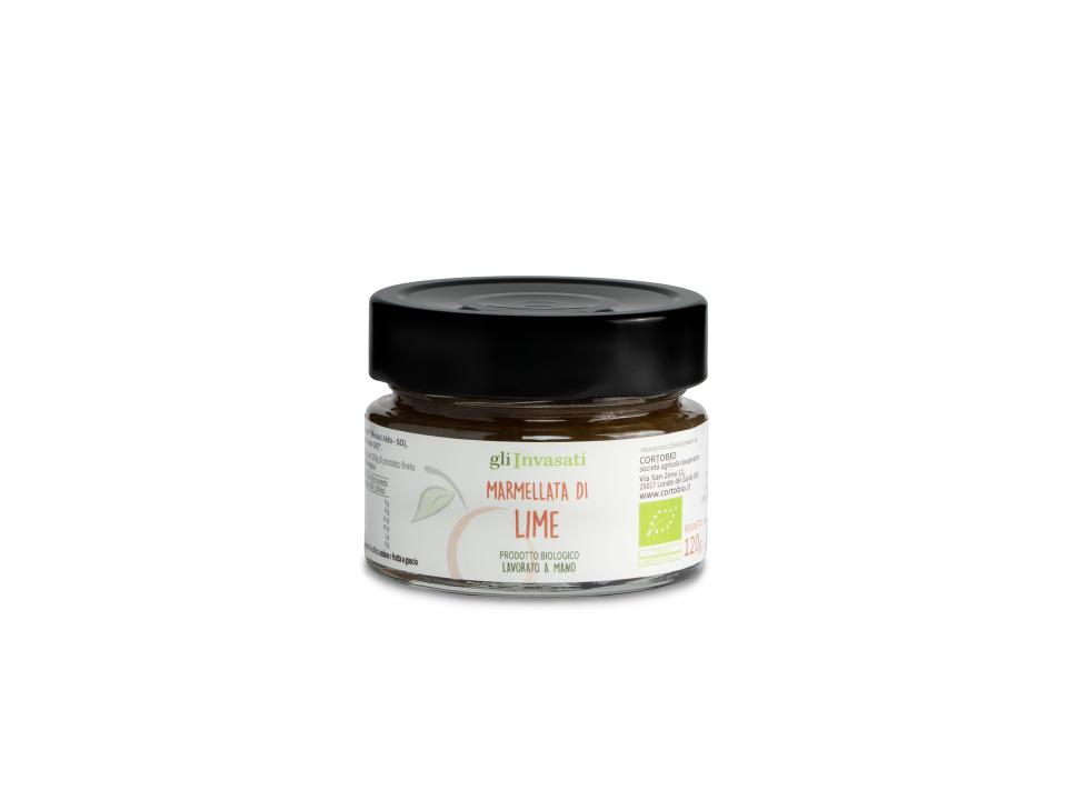 Vasetto in vetro di marmellata di lime italiani biologici (120g) prodotta nel nostro laboratorio